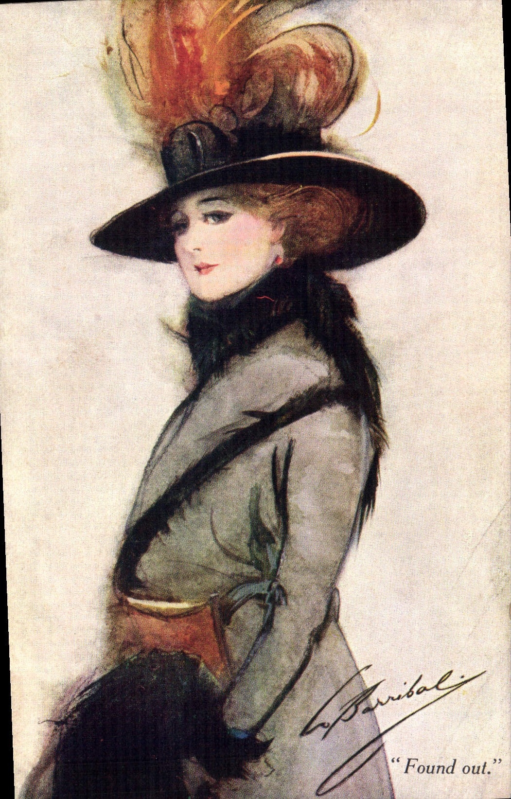 VINTAGE POSTCARD Fantasy Illustrator Woman Found out