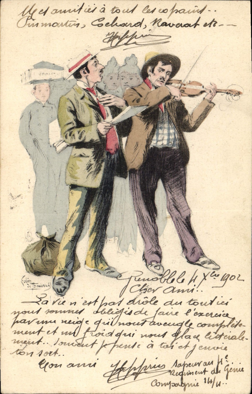 VINTAGE POSTCARD Fantasy Illustrator Violin Music