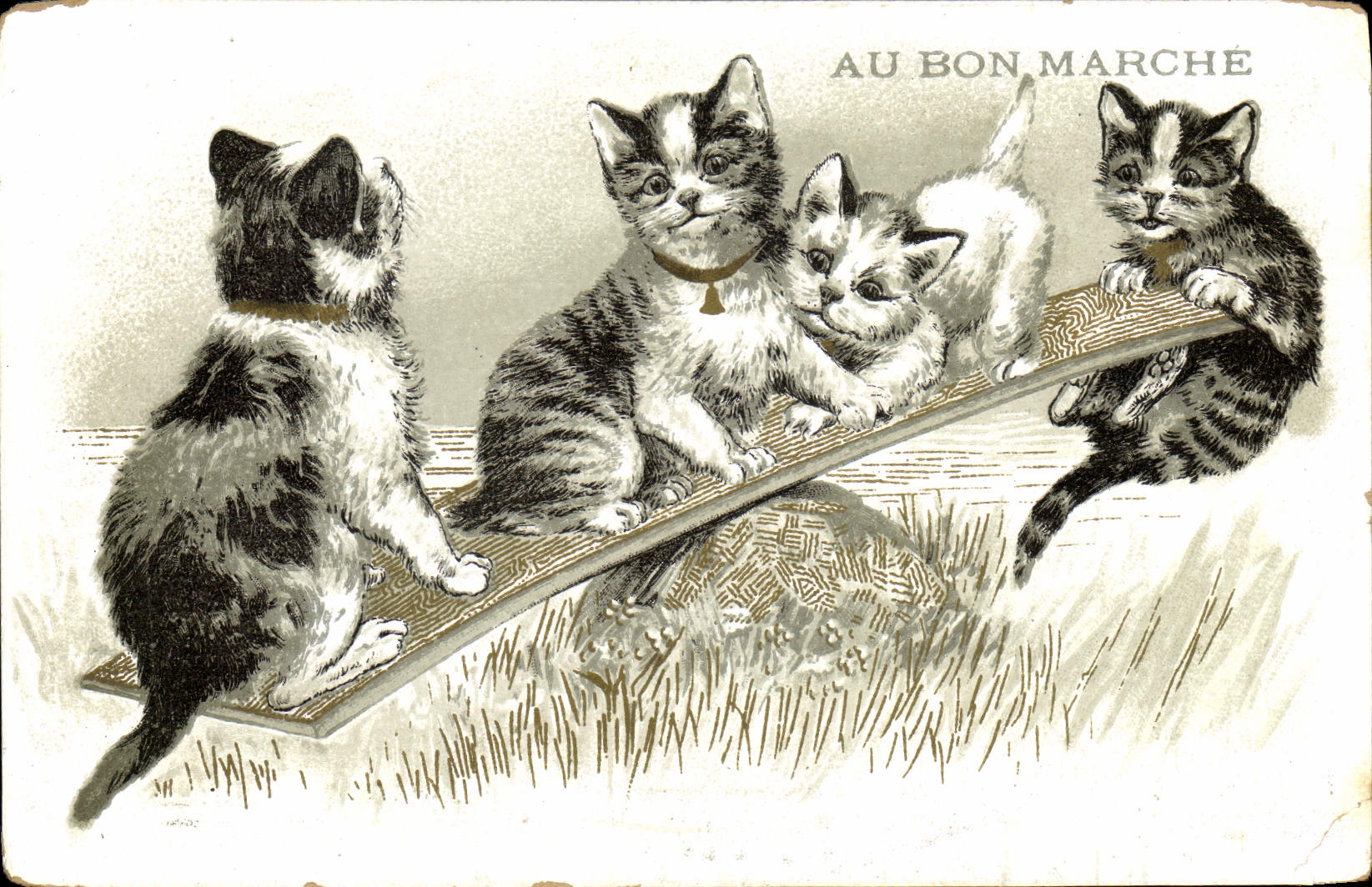 Gatito de los gatos del gato de la POSTAL de la VENDIMIA con el buen mercado