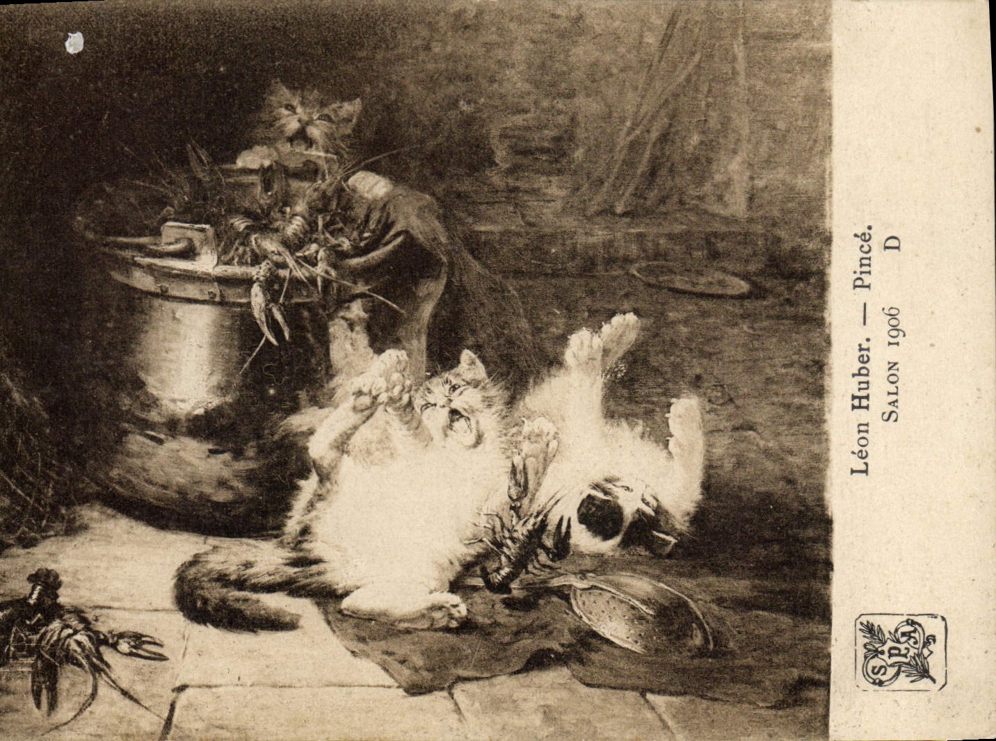 CPA Chat Chats Chaton Leon Huber Pince Salon 1906