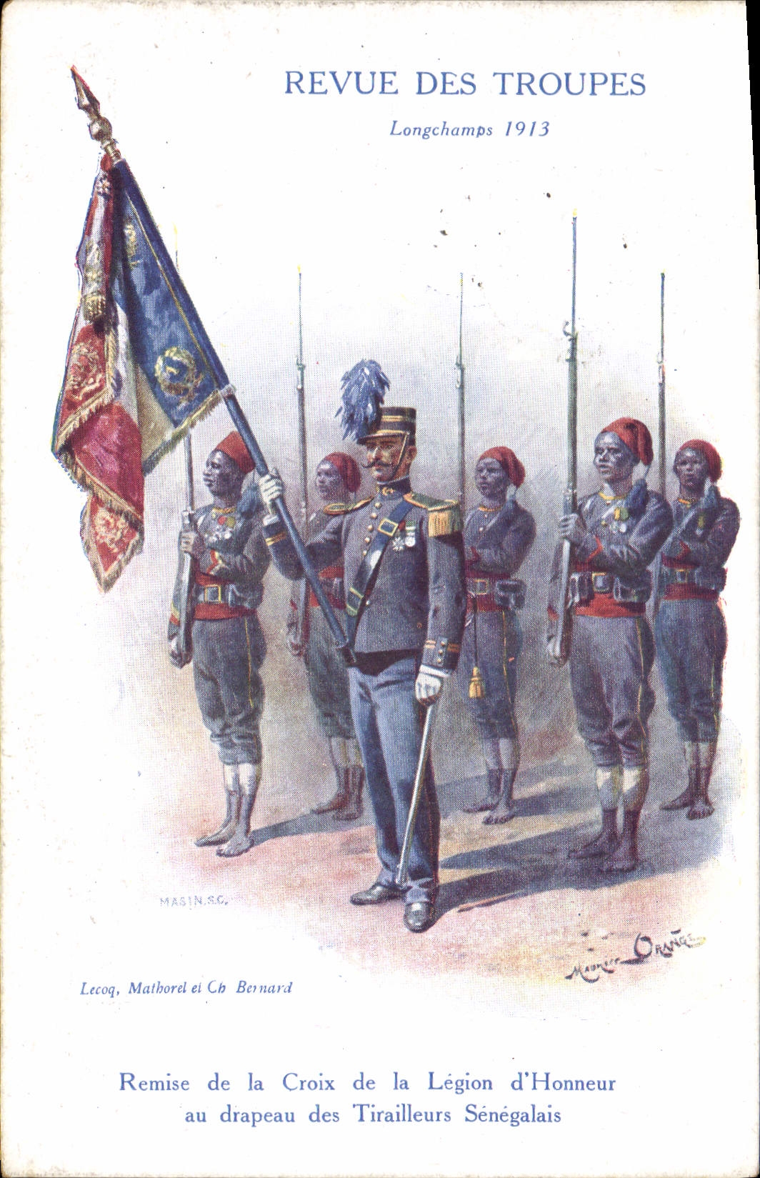 VINTAGE POSTCARD Militaria Re-examined of the Troops Longchamps 1913 Handing-over of Lehion of honor