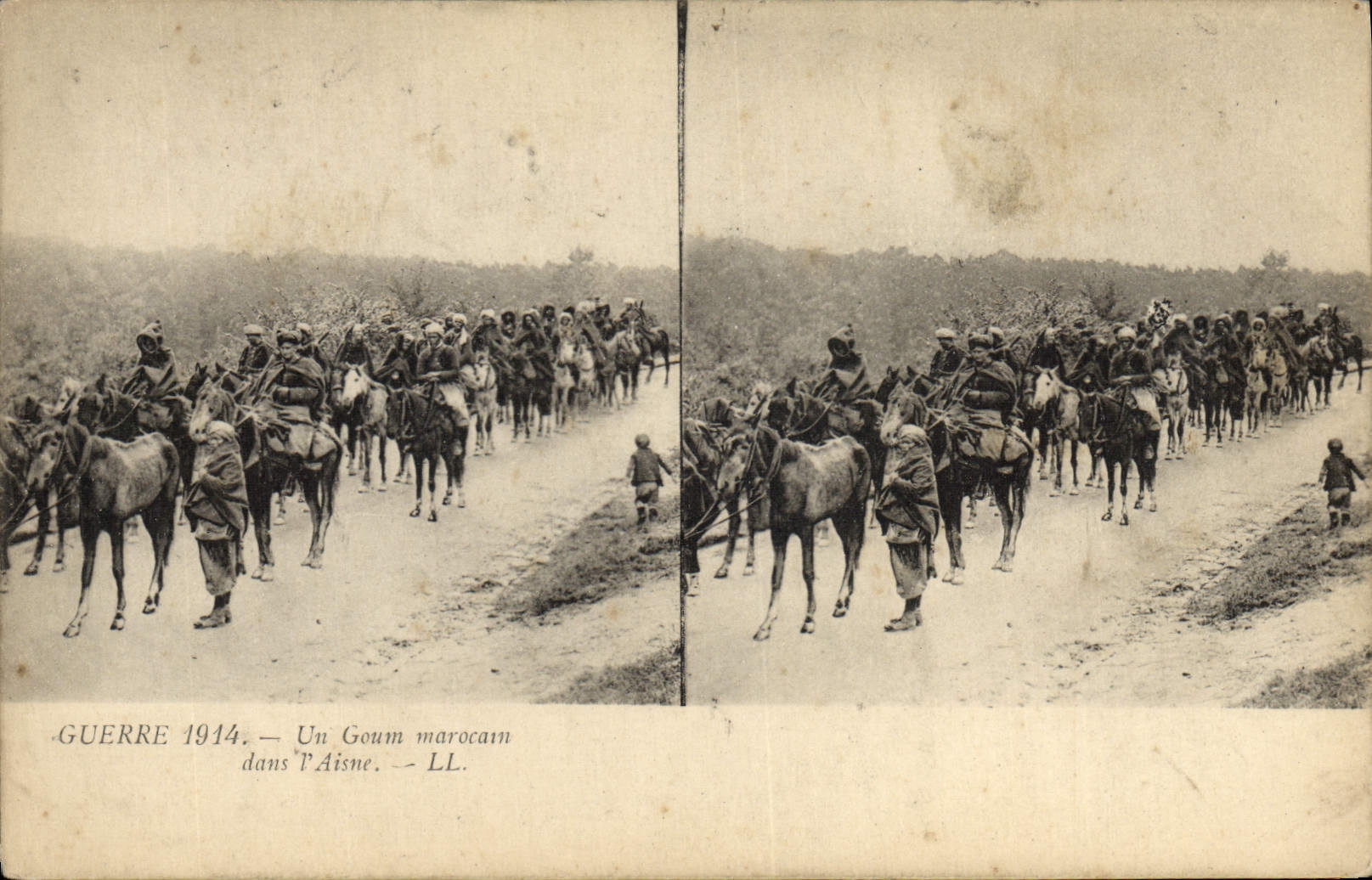 CPA Militaria Un goum marocain dans l'Aisne 