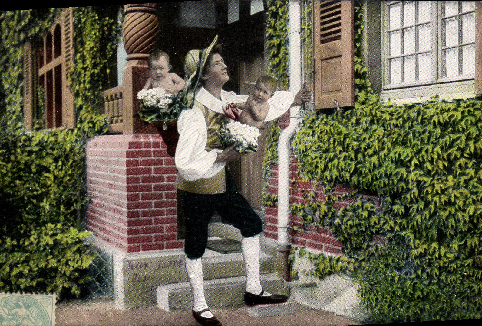 VINTAGE POSTCARD Fantasy Children Baby Man