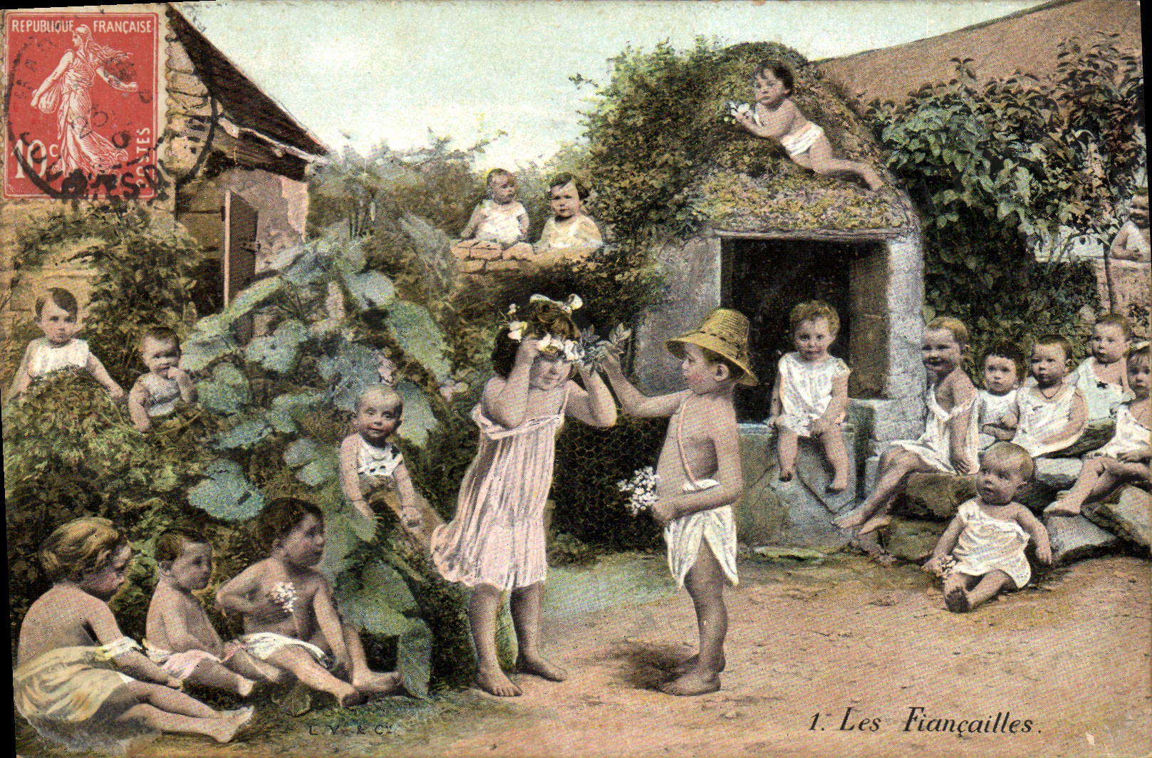 VINTAGE POSTCARD Fantasy Children Baby engagement