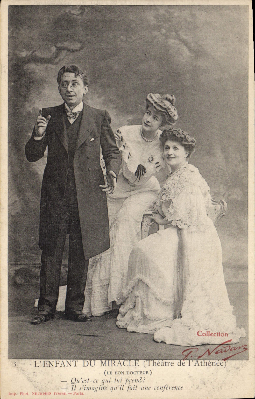 VINTAGE POSTCARD the child of the miracle Theater of the Athenaeum
