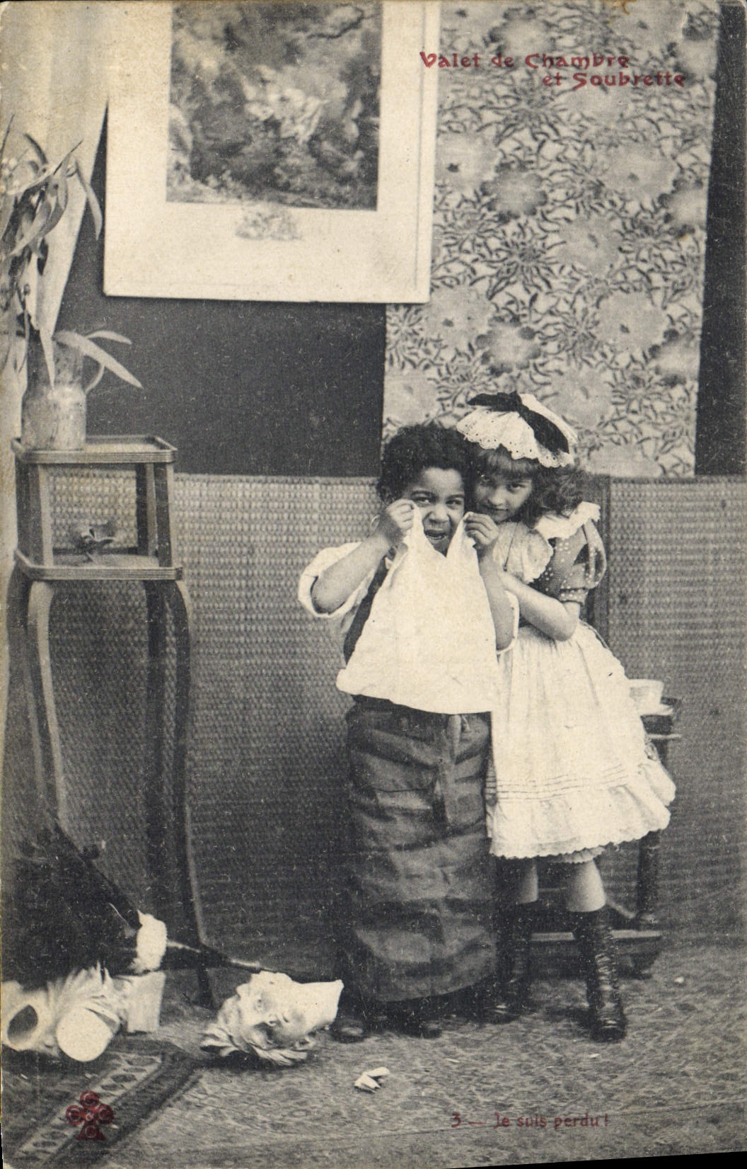 VINTAGE POSTCARD Negro black Man Manservant and maidservant