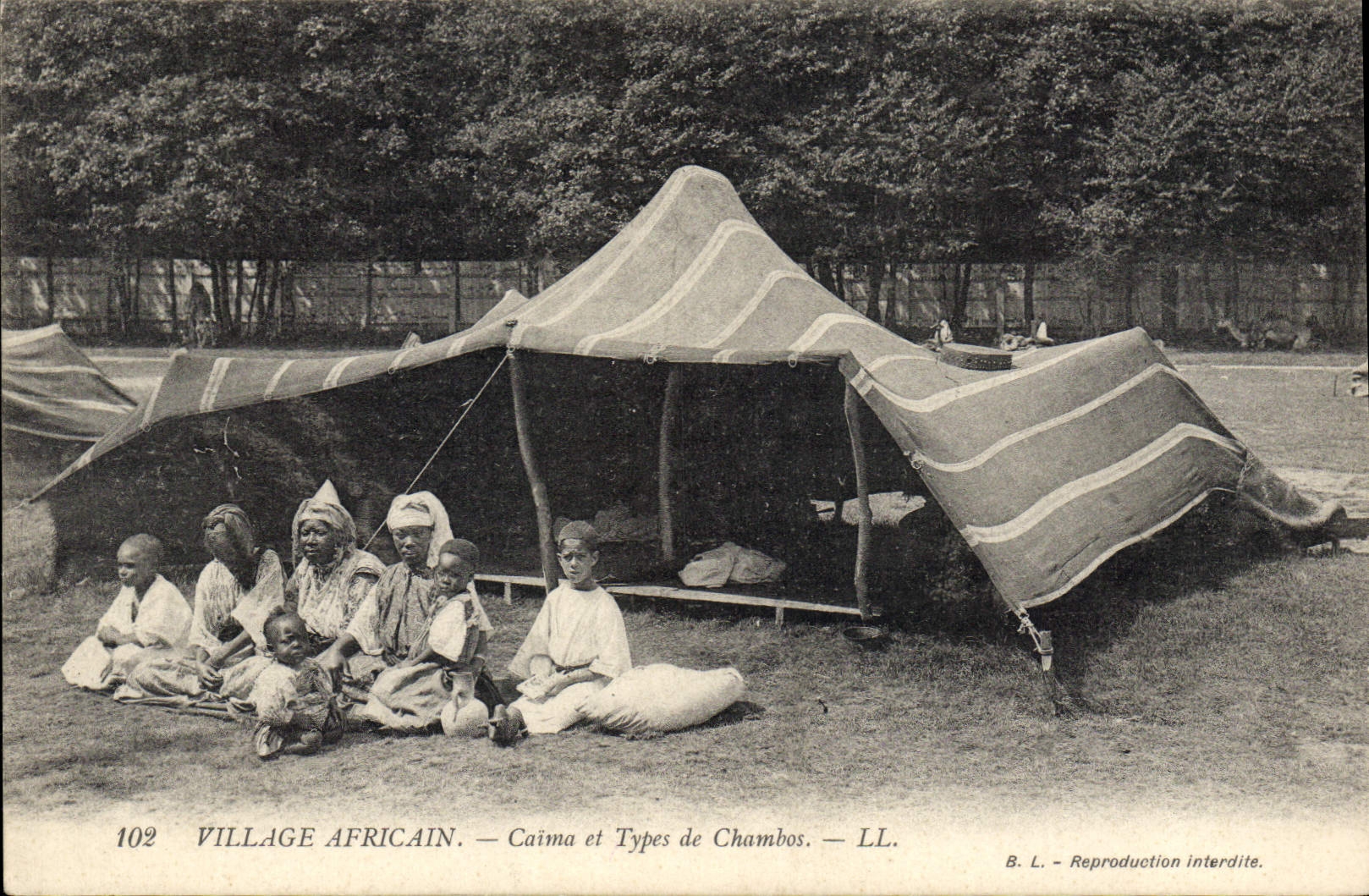 CPA Negre Village africain Caima et Types de Chambos 