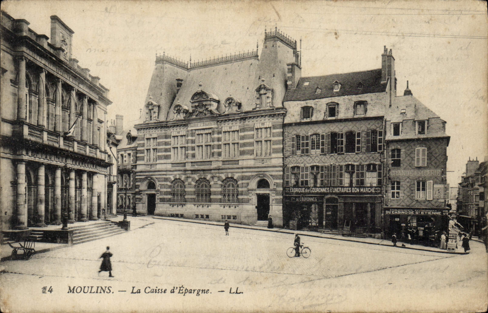 VINTAGE POSTCARD Bank Savings bank Moulins