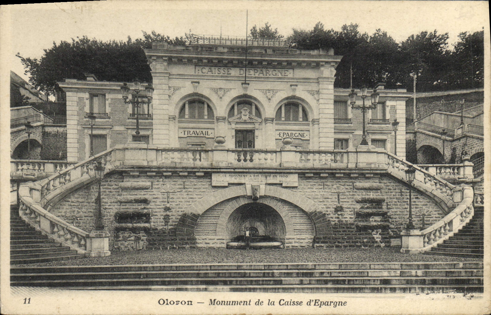 VINTAGE POSTCARD Bank Oloron Monument of the Savings bank
