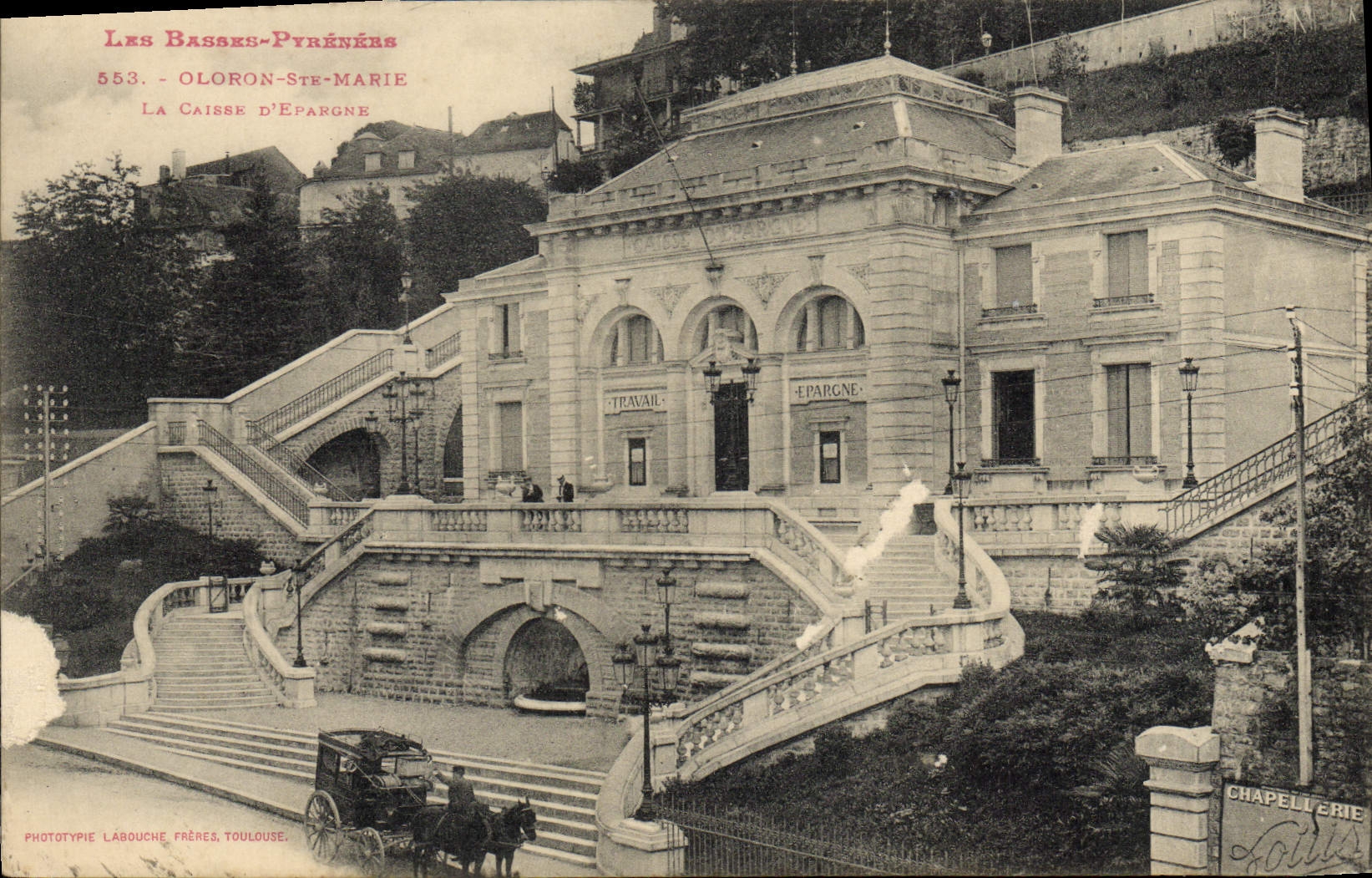 VINTAGE POSTCARD Bank Oloron Sainte Marie the Savings bank