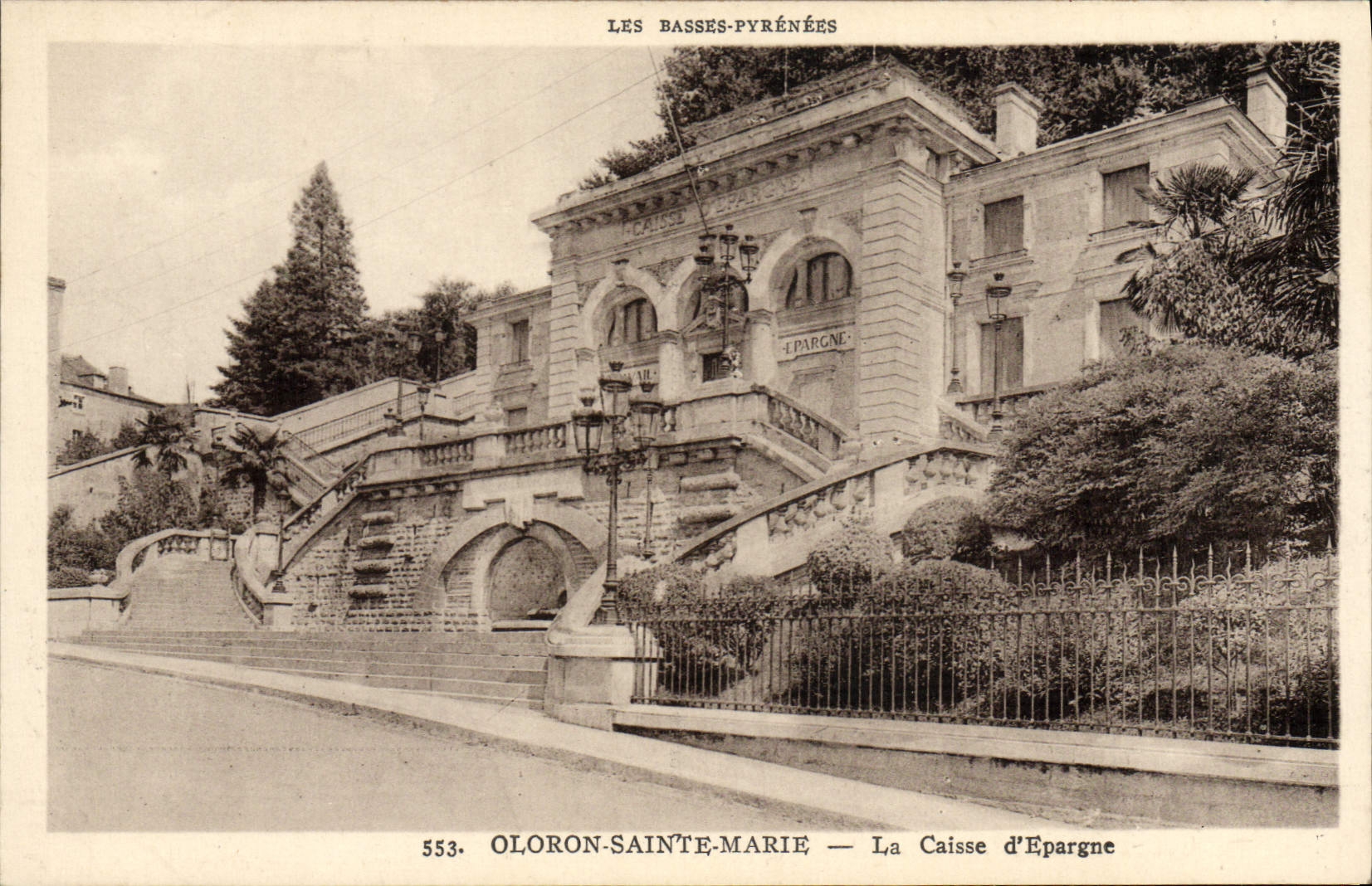 VINTAGE POSTCARD Bank Savings bank Oloron Sainte Marie