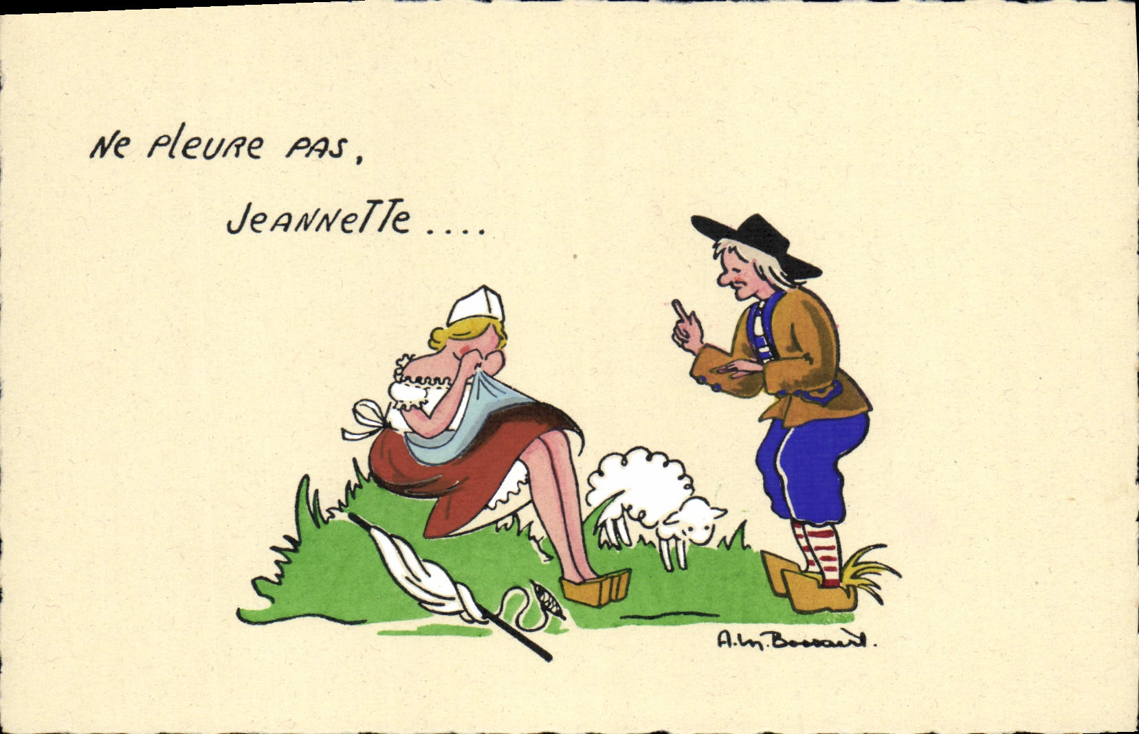 VINTAGE POSTCARD Fantaisie Bossaert Illustrator does not cry Jeannette