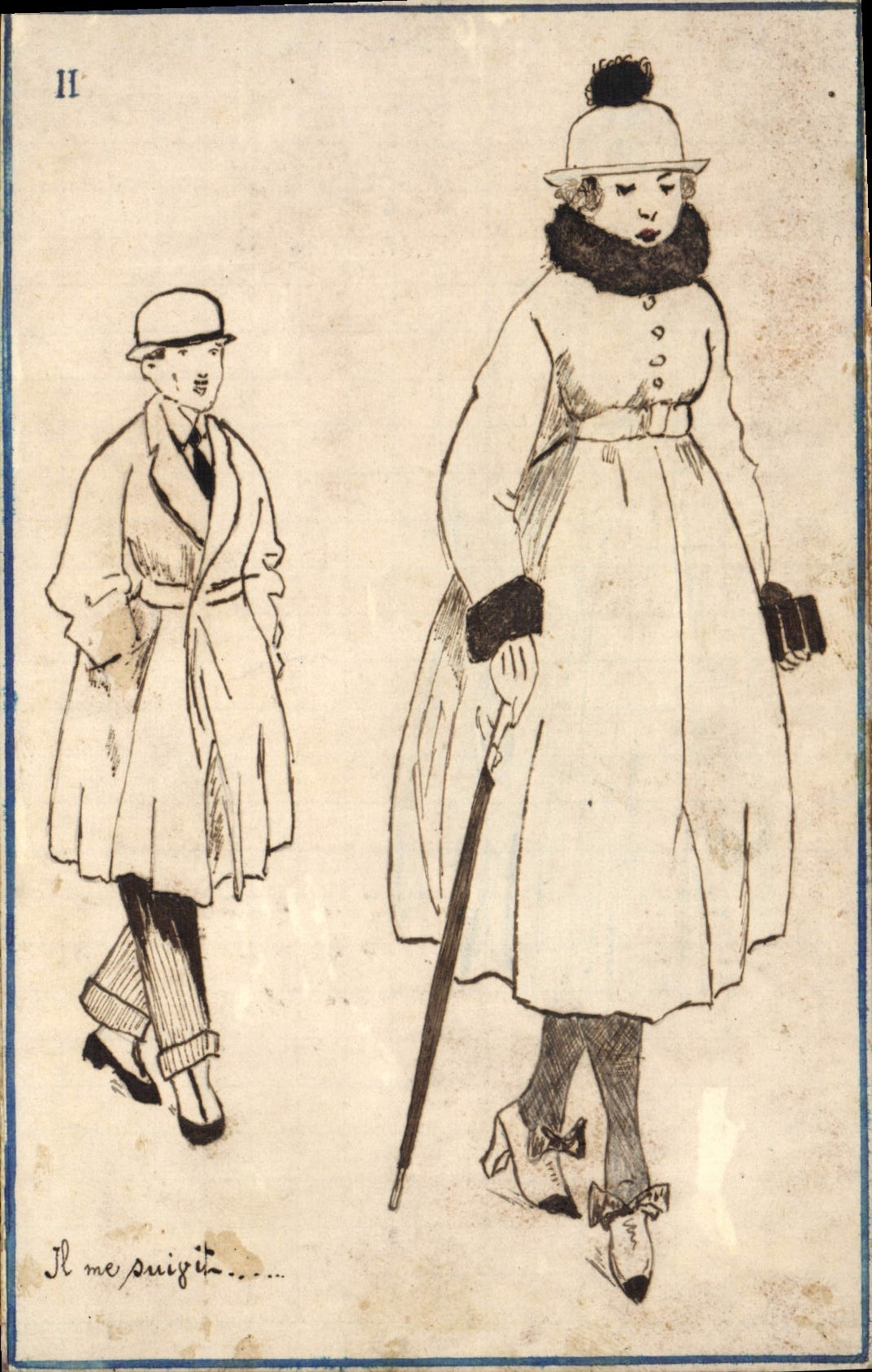 VINTAGE POSTCARD Fantasy Illustrator (drawing with the hand) Woman