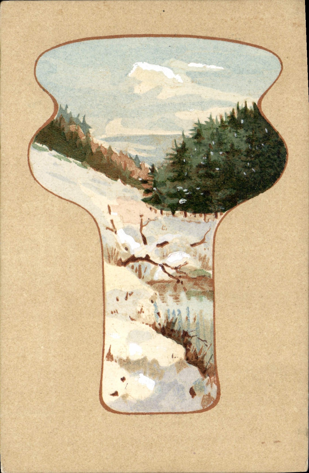 VINTAGE POSTCARD Fantasy Illustrator (drawing with the hand) Landscape