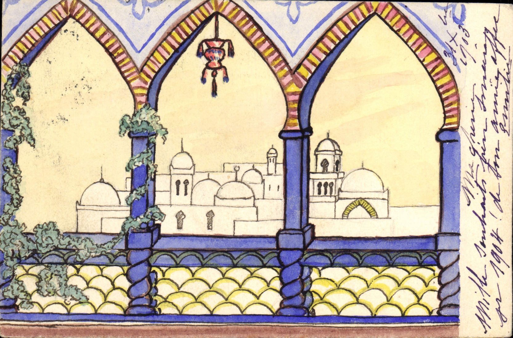 VINTAGE POSTCARD Fantasy Illustrator (drawing with the hand)