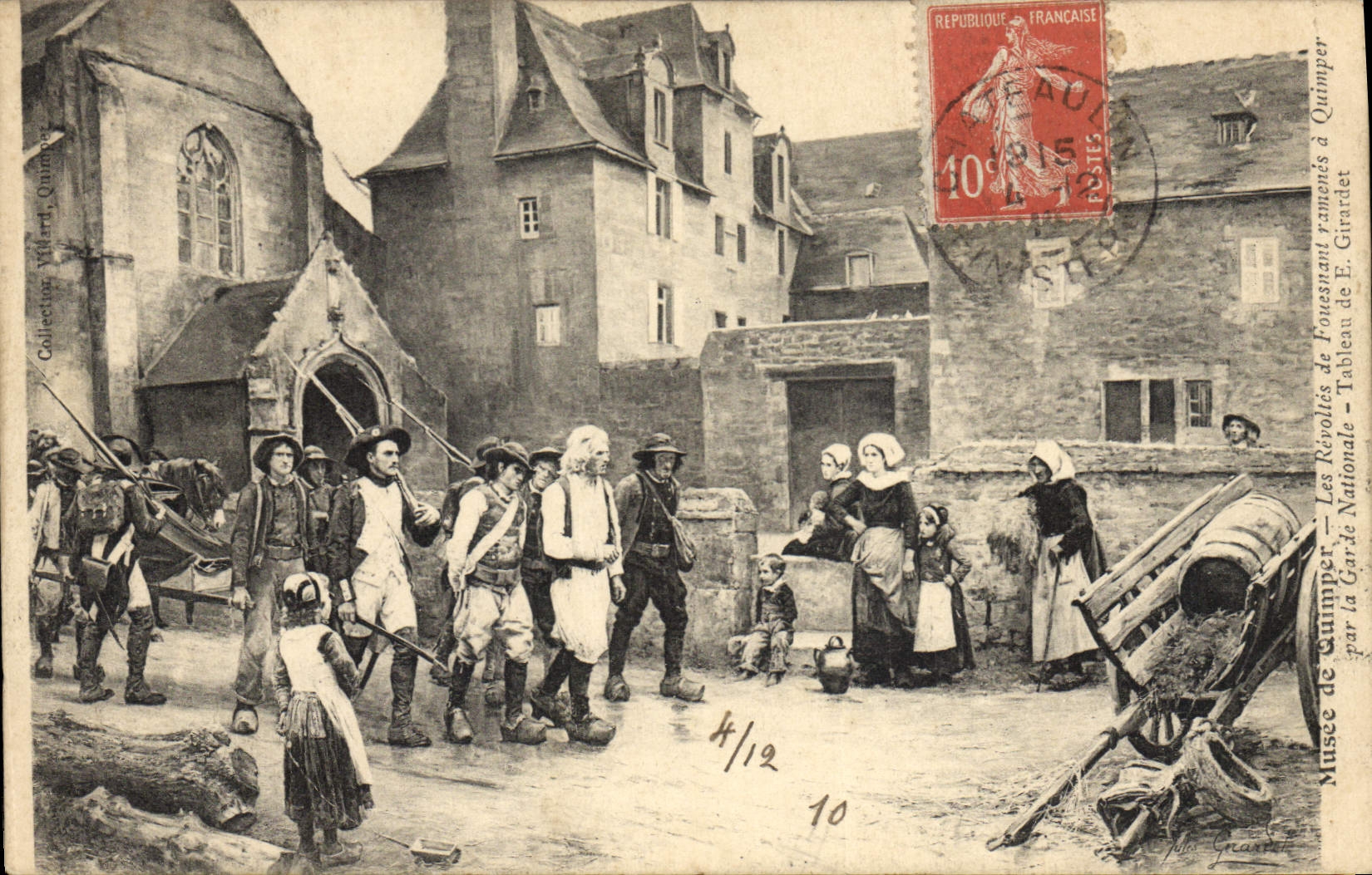 La POSTAL Musee de la VENDIMIA de Quimper que las rebeliones de Fouesnant traen detrás tiene Quimper del protector nacional de Girardet