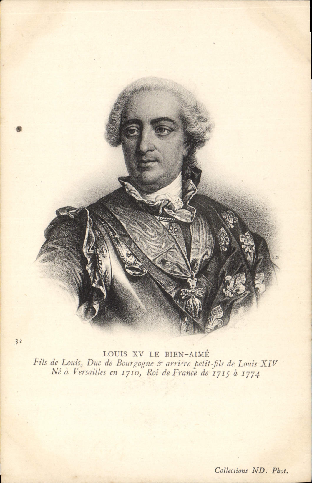 VINTAGE POSTCARD Louis XV the Good Likes Wire of Louis Duc of Burgundy and arrear small son of Louis XIV