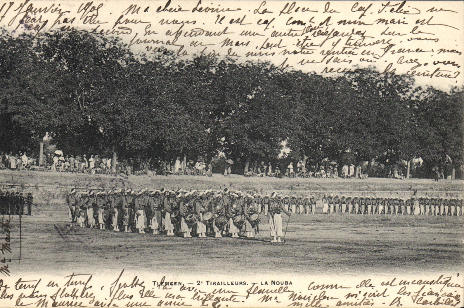 VINTAGE POSTCARD Militaria Tlemcen 2nd Riflemen Spree