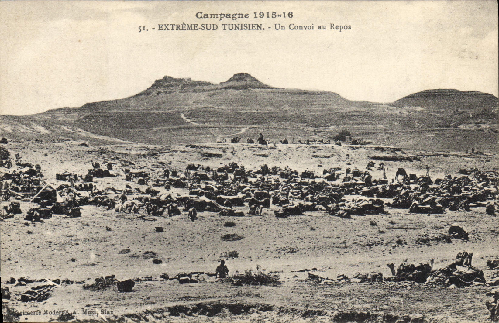VINTAGE POSTCARD Southern Militaria Extreme Tunisian Tunisia a convoy at rest