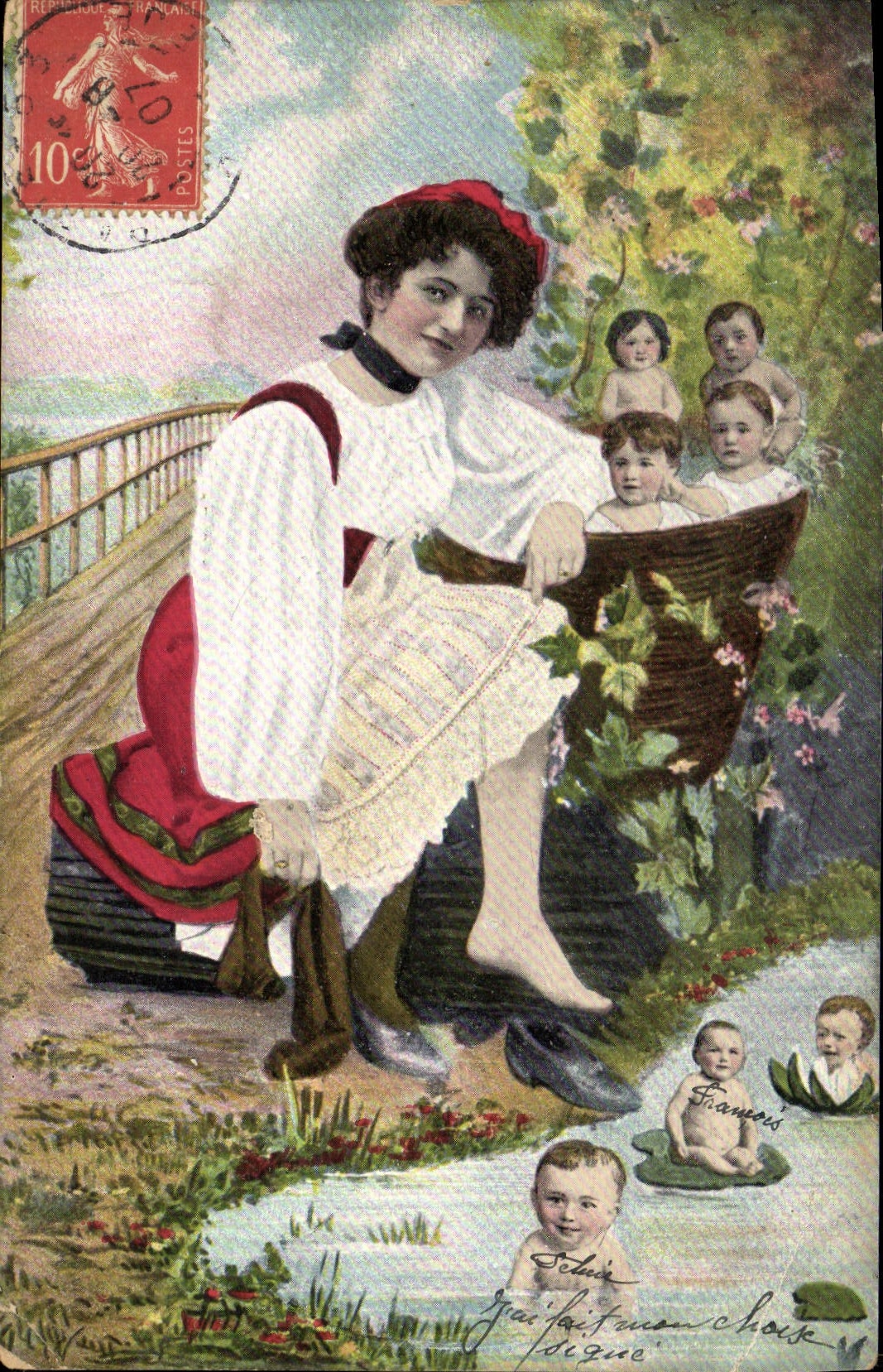 CPA Fantaisie Enfant Bebe Femme