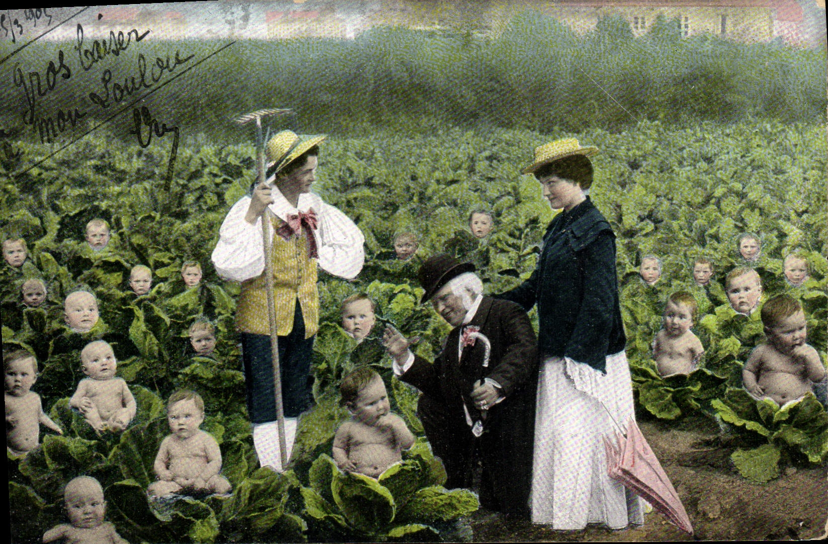 VINTAGE POSTCARD Fantasy Child Baby Hmme Woman