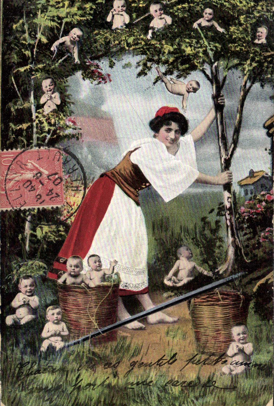 CPA Fantaisie Enfant Bebe Femme