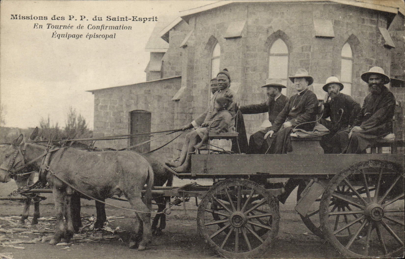 VINTAGE POSTCARD negro Black Man Missions of PP of the Saint Spirit In round of confirmation episcopal Crew