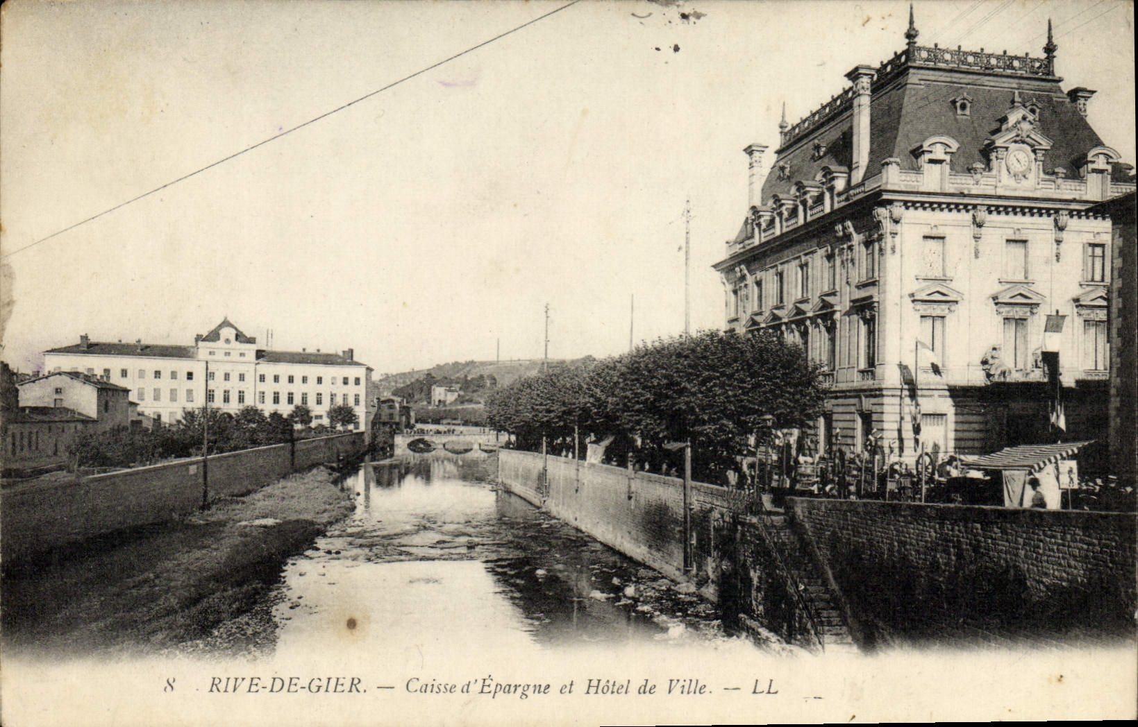 VINTAGE POSTCARD Bank Savings bank and Town hall Rivets of Gier