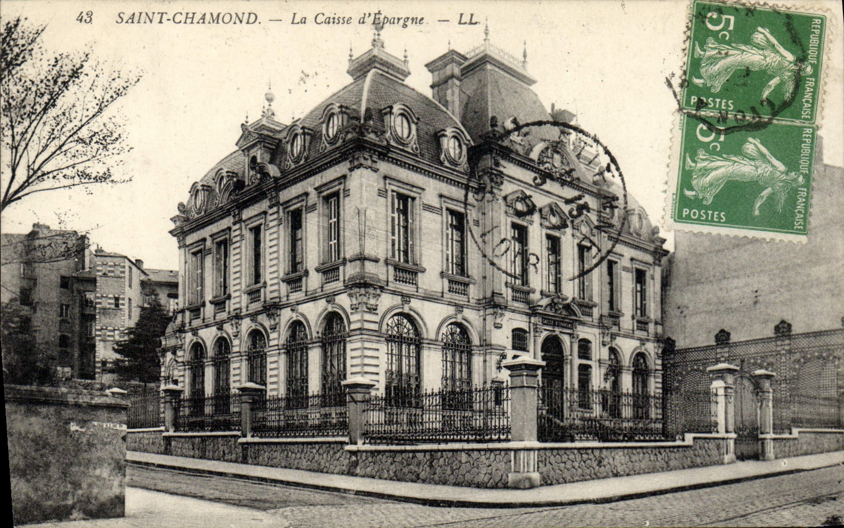 VINTAGE POSTCARD Bank Savings bank Chamond Saint