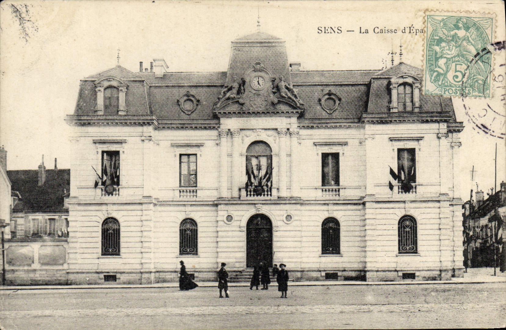 VINTAGE POSTCARD Bank Savings bank Sens