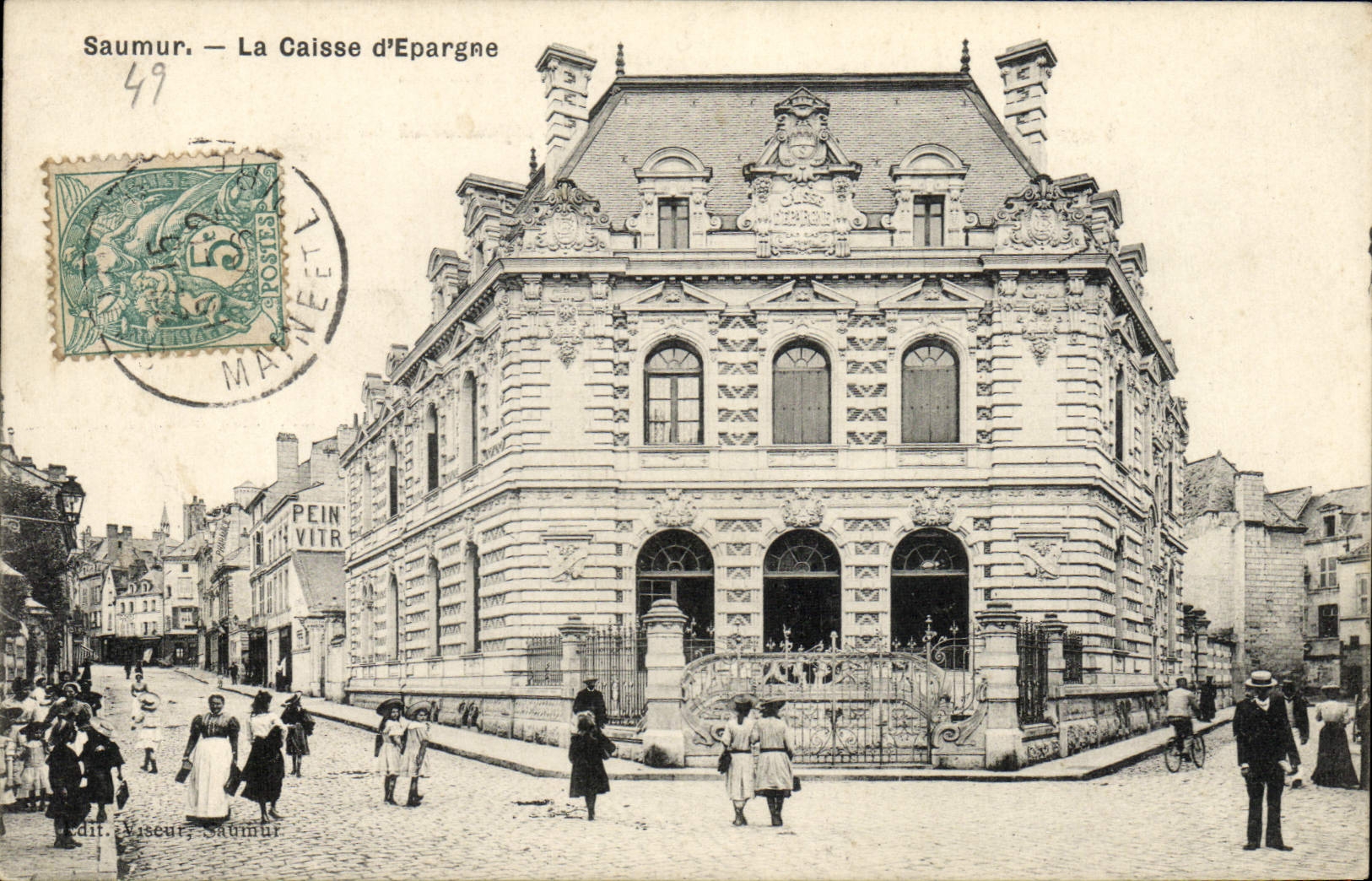 VINTAGE POSTCARD Bank Savings bank Saumur