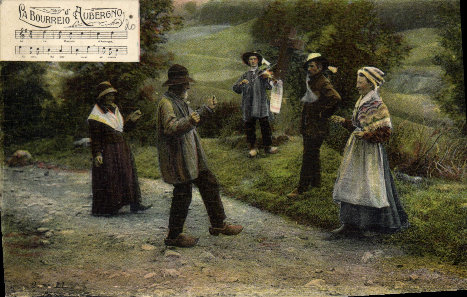CPA Folklore Auvergne La bourree
