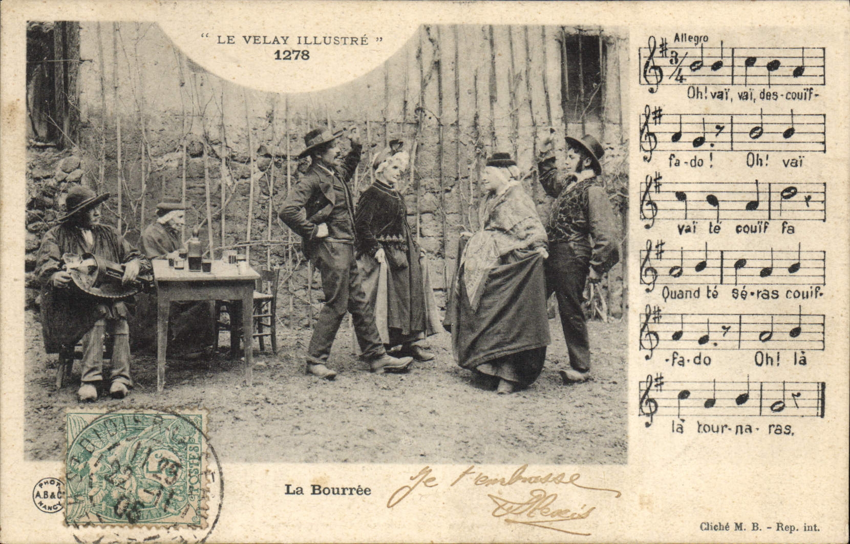 VINTAGE POSTCARD Auvergne Folklore The bourree Velay