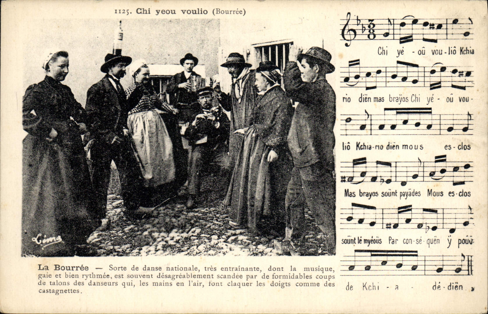 CPA Folklore Auvergne La bourree