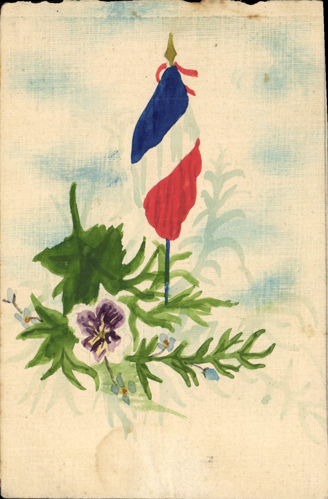 VINTAGE POSTCARD Drawing with the hand Flag