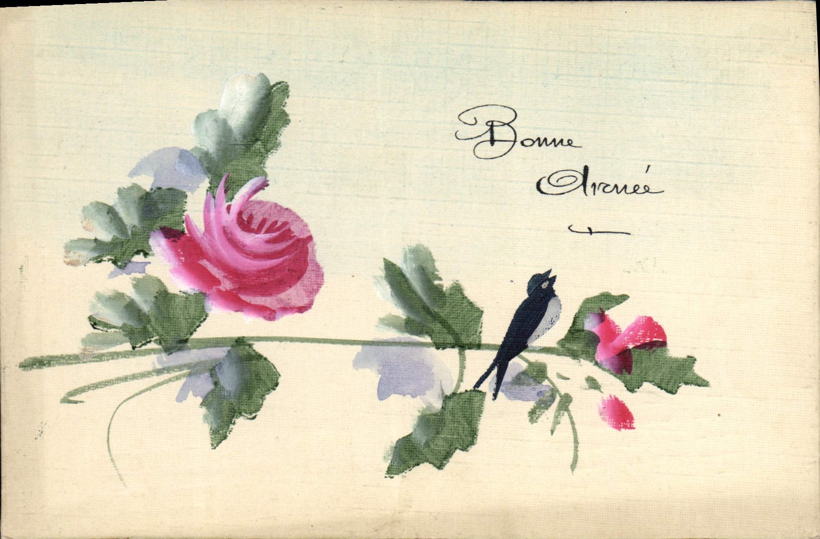 VINTAGE POSTCARD Drawing with the hand Flowers