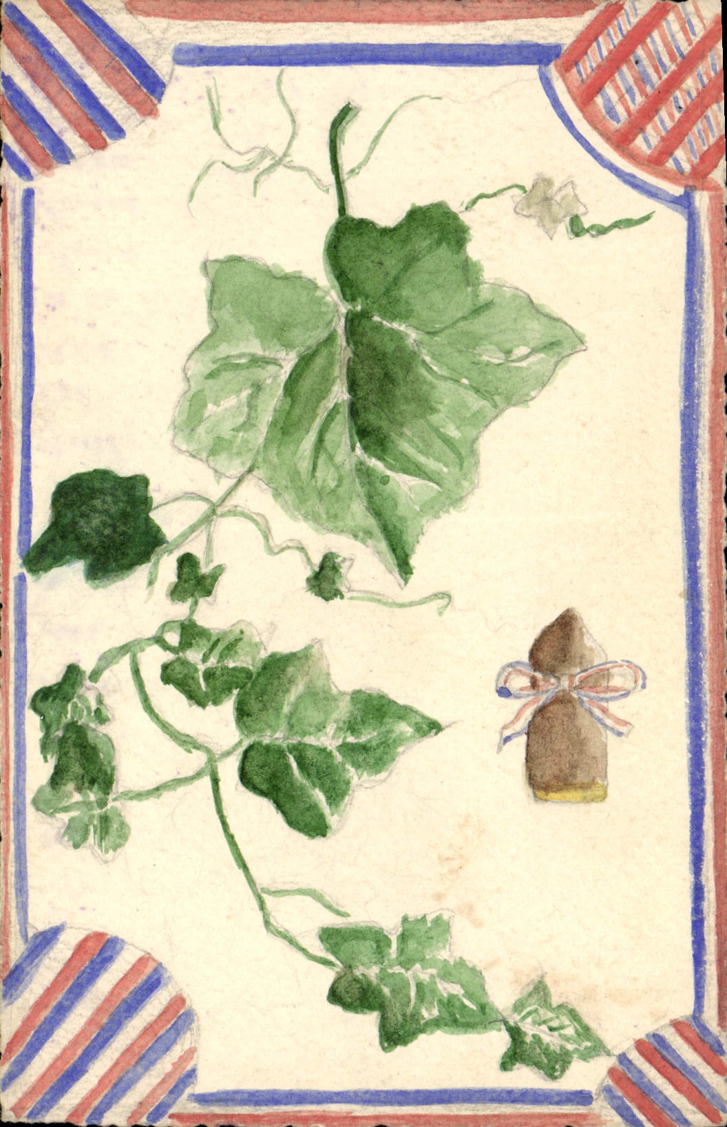 VINTAGE POSTCARD Drawing with the hand Vine Flags