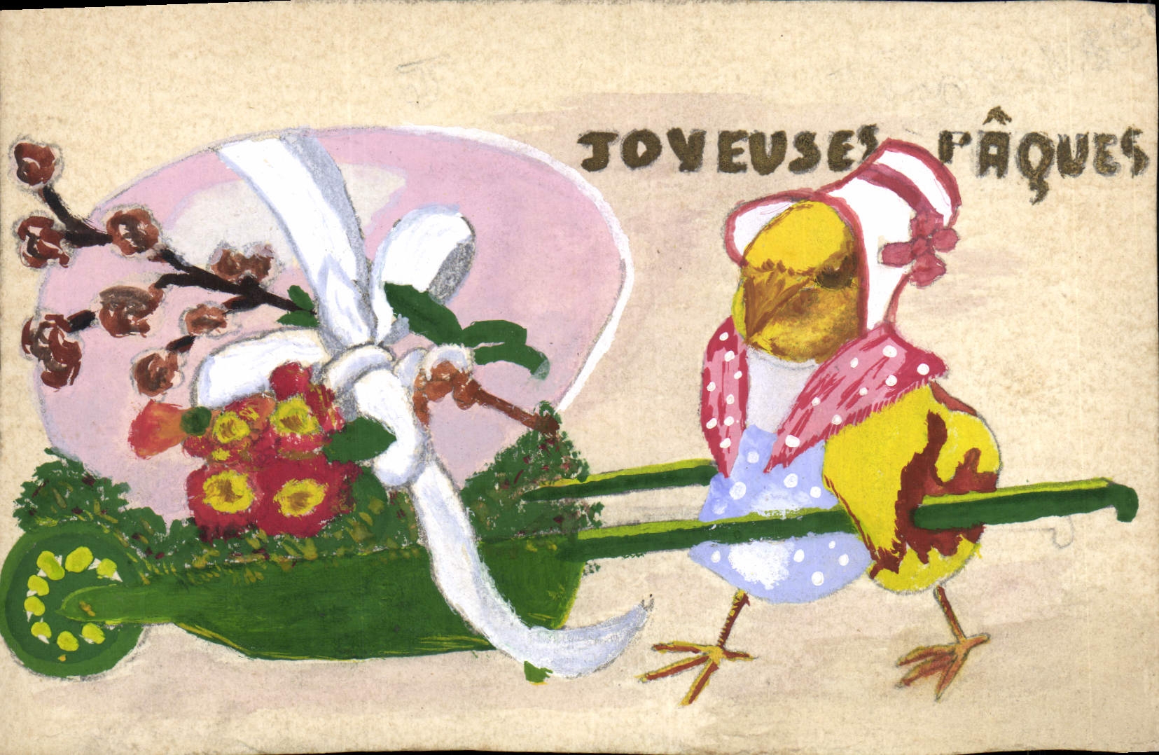 VINTAGE POSTCARD Dessin with the Poussin hand Park