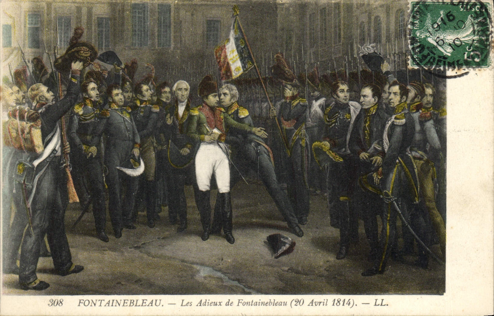 VINTAGE POSTCARD History Napoleon 1st Fontainebleau the good-byes April 20th, 1814