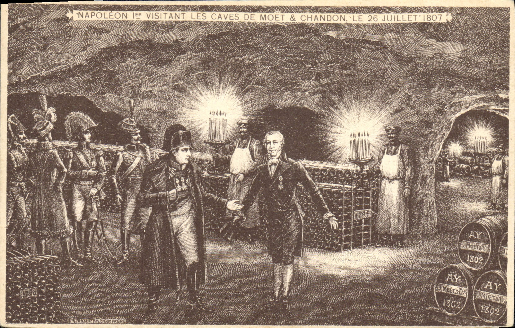 CPA Histoire Napoleon 1er visitant les caves de Moet et Chandon 1807 Champagne