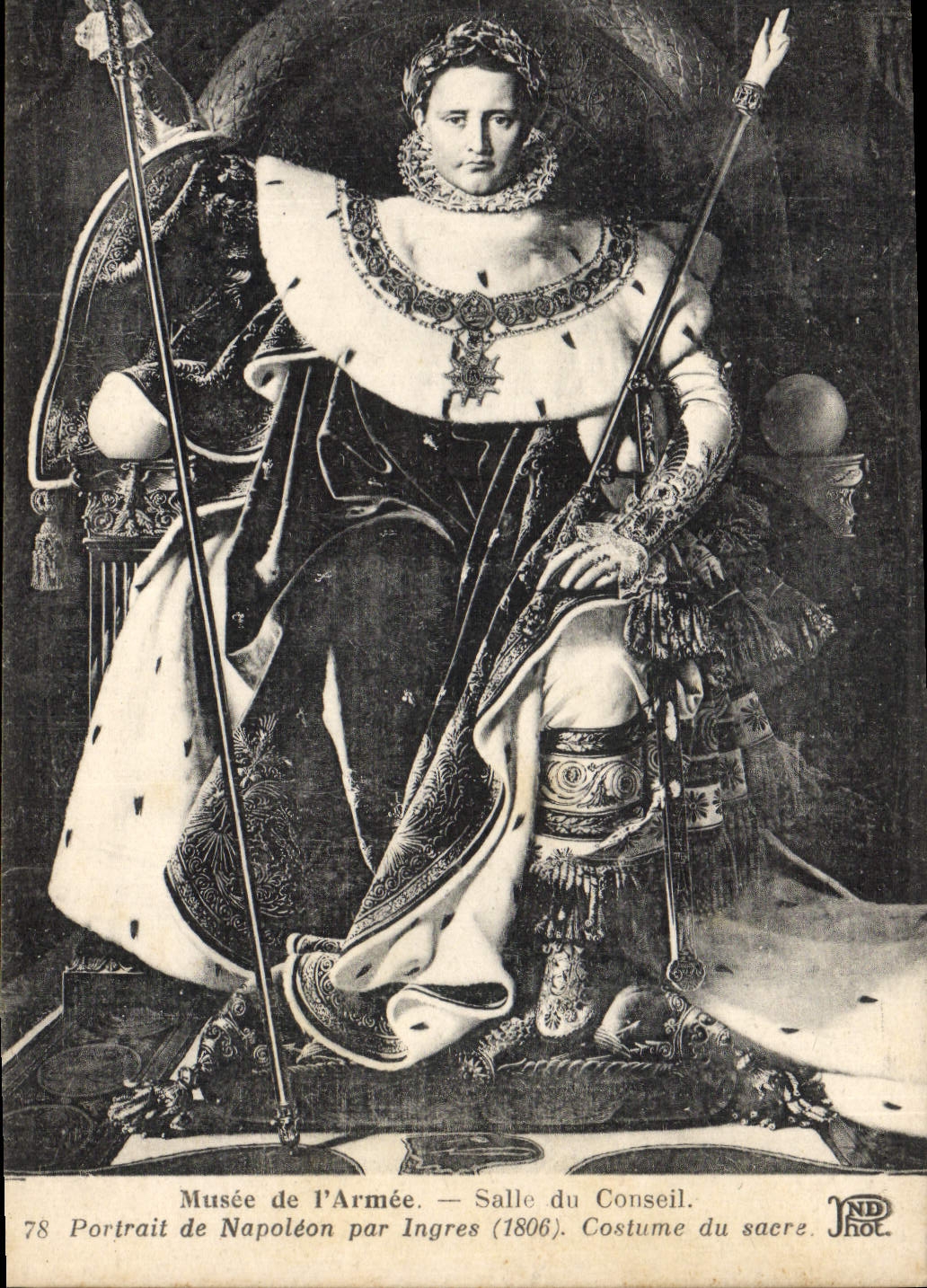 Museo de la historia de Napoleon de la POSTAL de la VENDIMIA 1r del cuarto del ejército del retrato del consejo