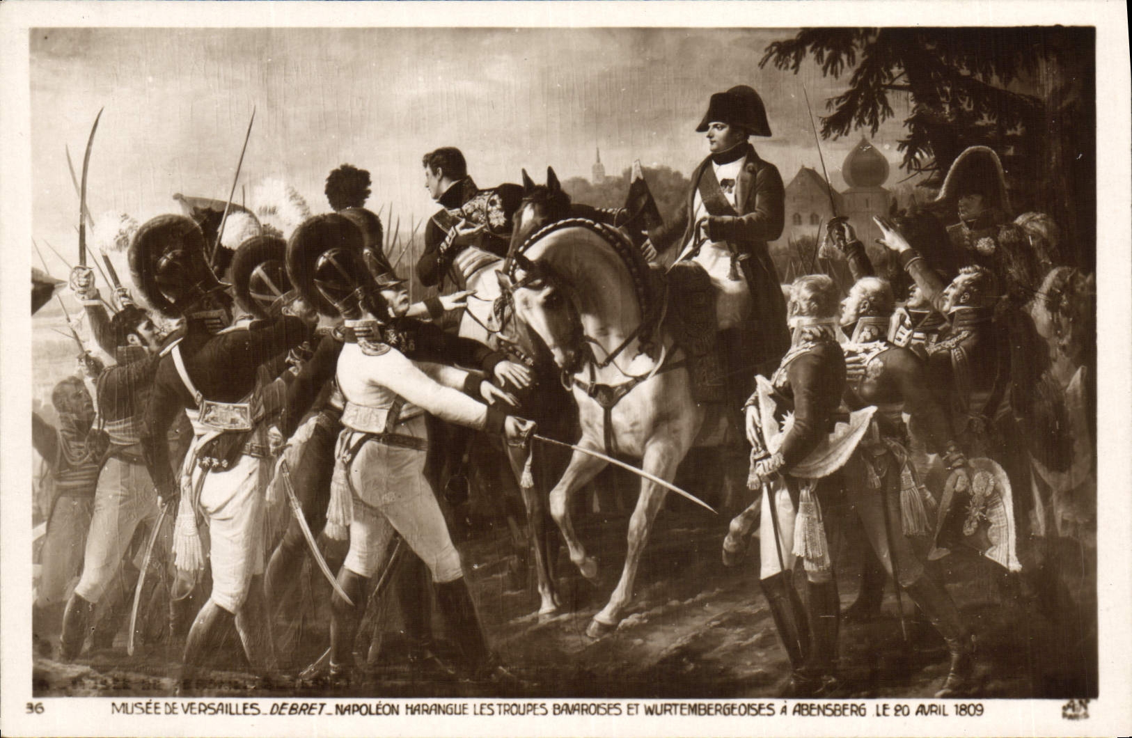 VINTAGE POSTCARD Napoleon History 1st Museum of Versailles Napoleon harangue the Abensberg troops
