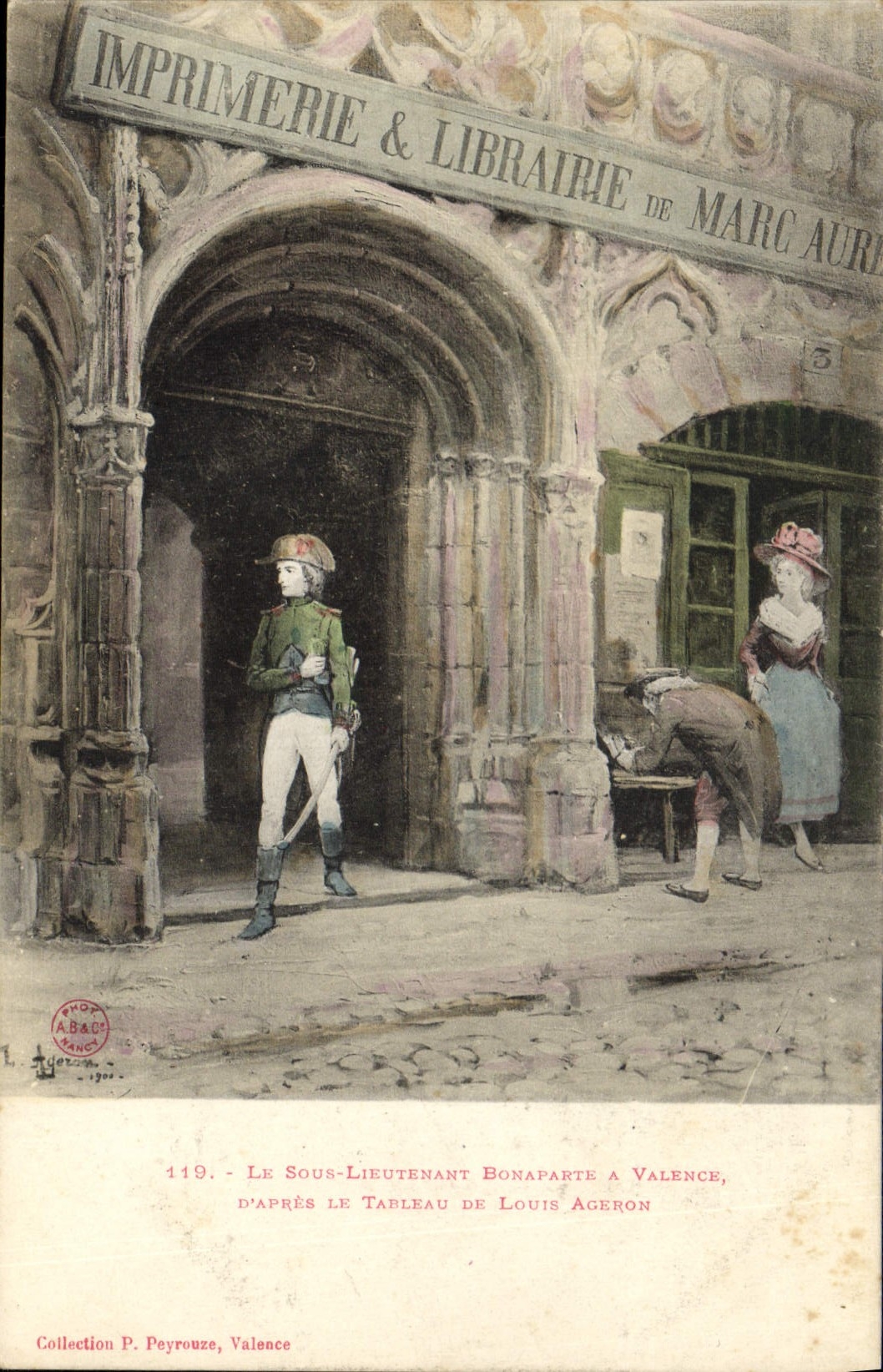 VINTAGE POSTCARD Histoire Napoleon 1st under lieutenant Bonaparte has Valence Louis Ageron