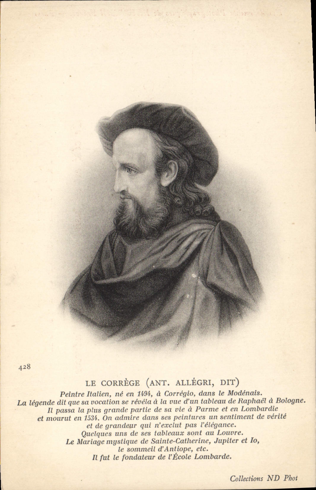 Pintor del italiano de Correge de la POSTAL de la VENDIMIA