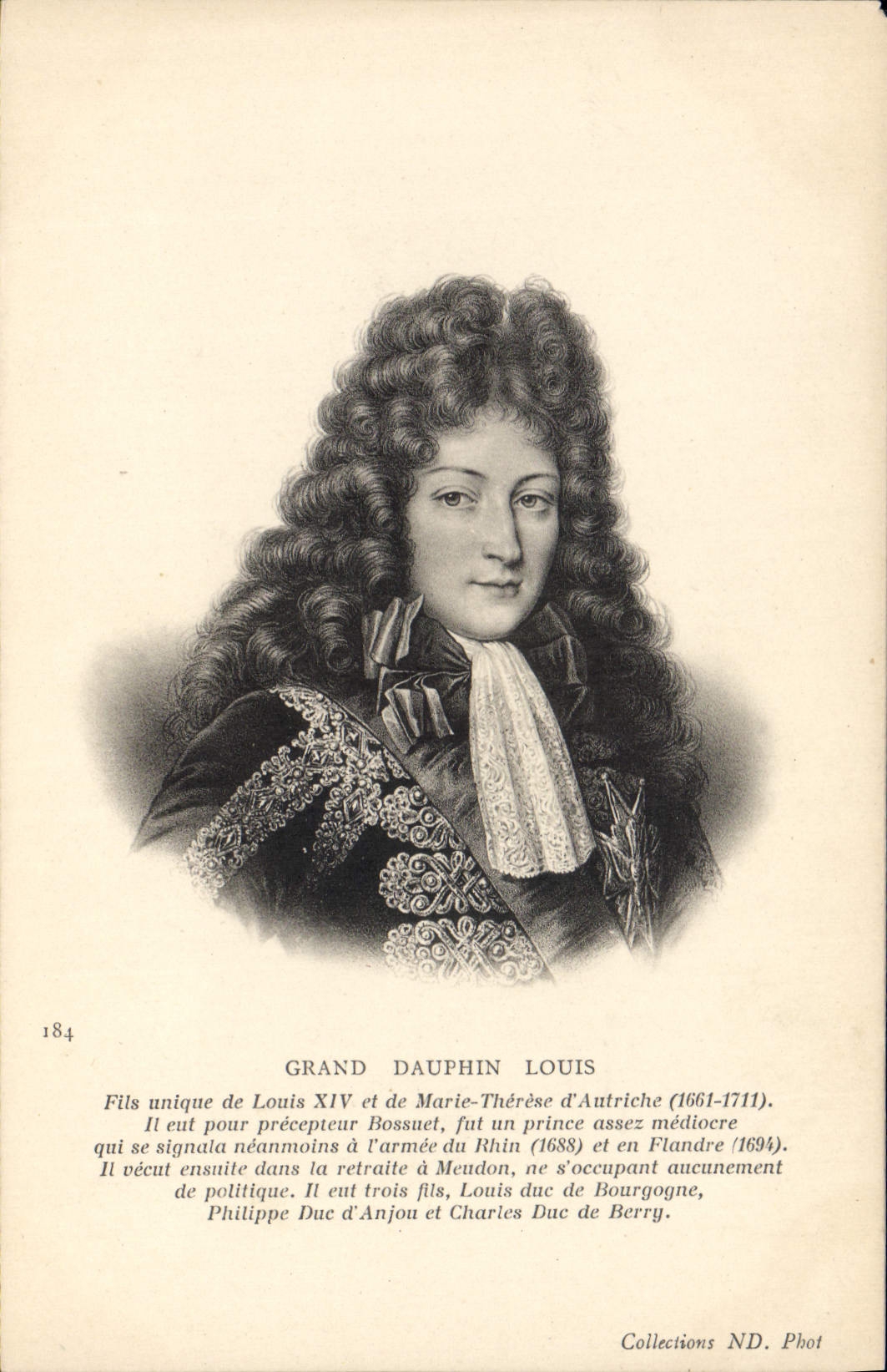 VINTAGE POSTCARD Large Dolphin Wire of Louis XIV and Marie Therese of Austria