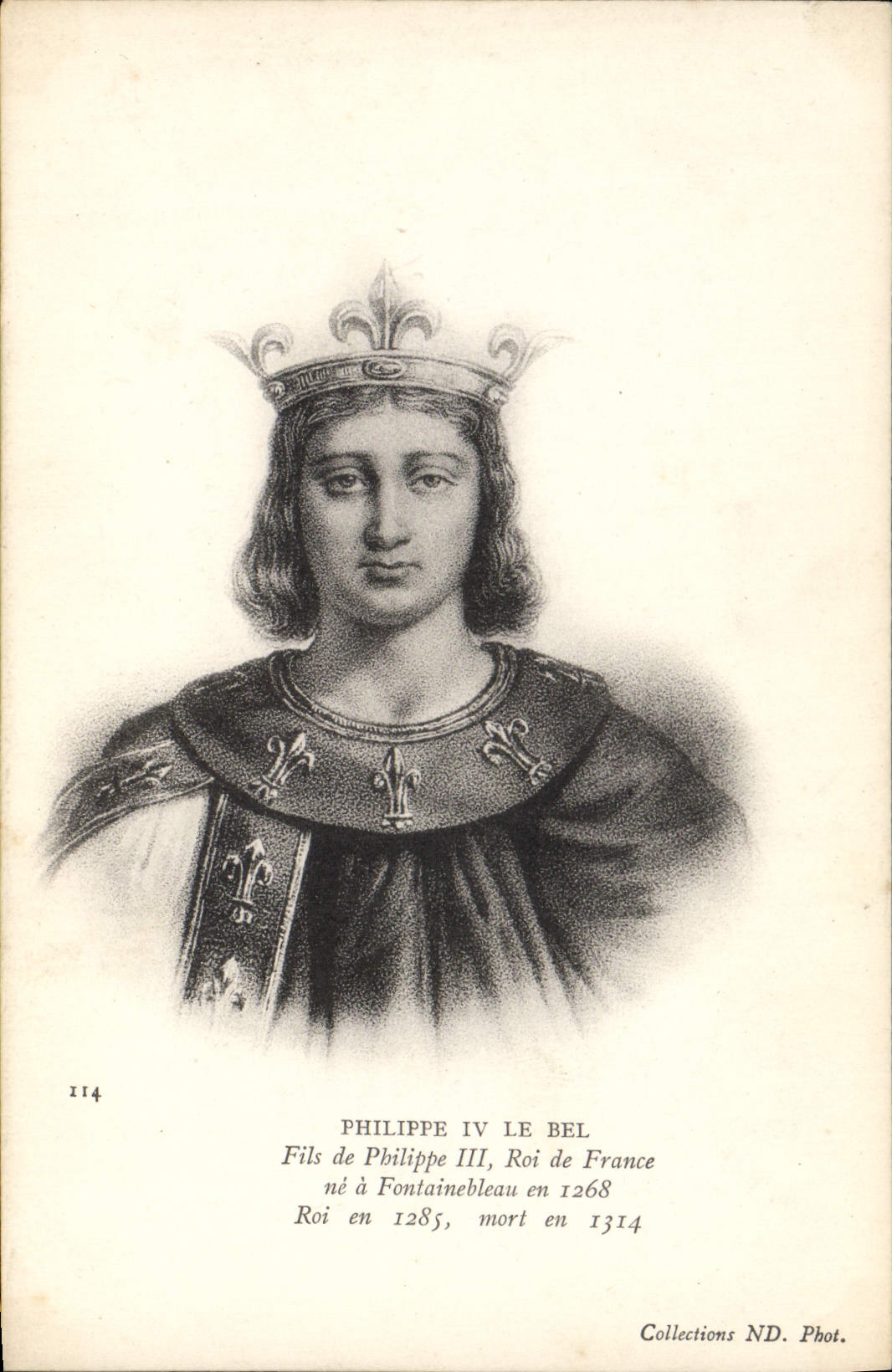 VINTAGE POSTCARD Philippe IV Beautiful King de France