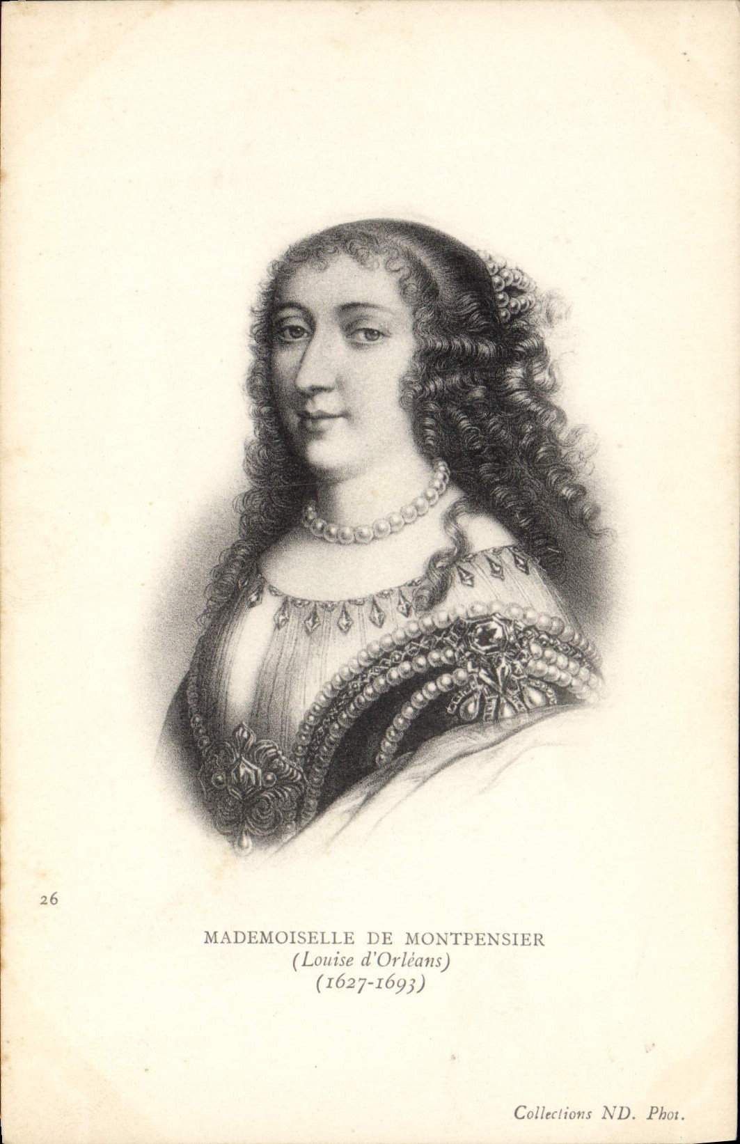 VINTAGE POSTCARD Miss de Montpensier Louise of Orleans