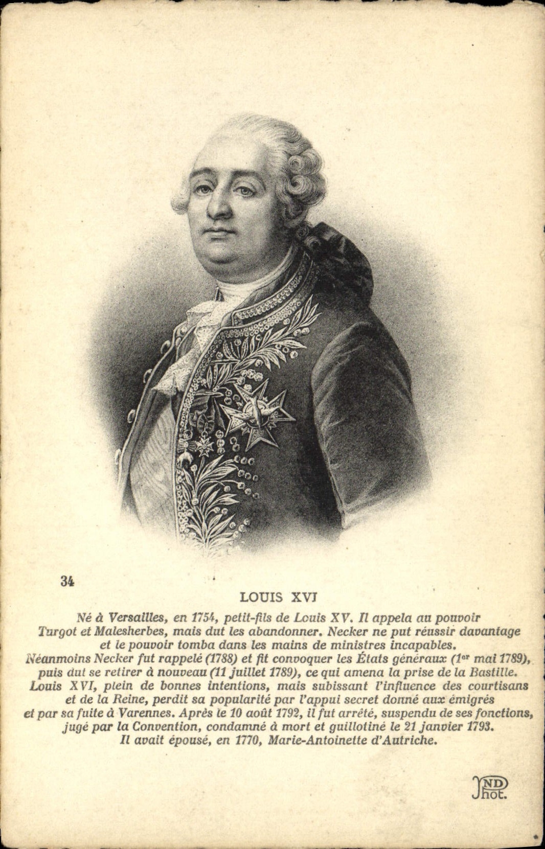CPA Louis XVI Roi de France