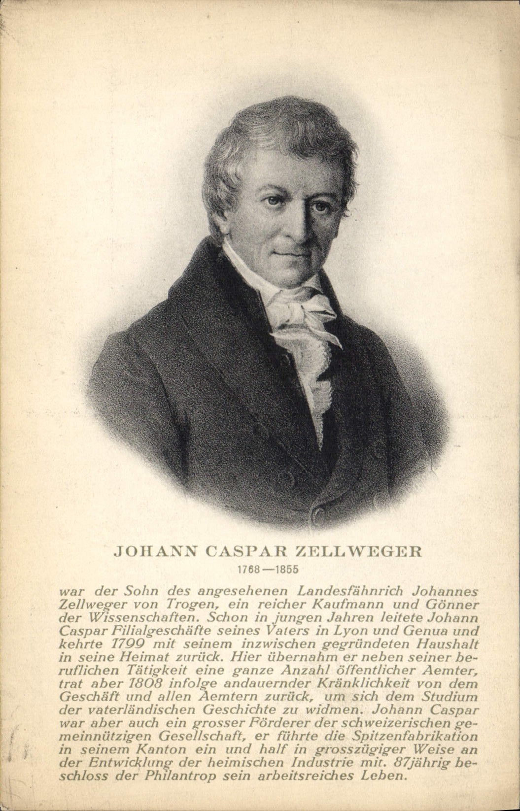 VINTAGE POSTCARD Johann Caspar Zellweger