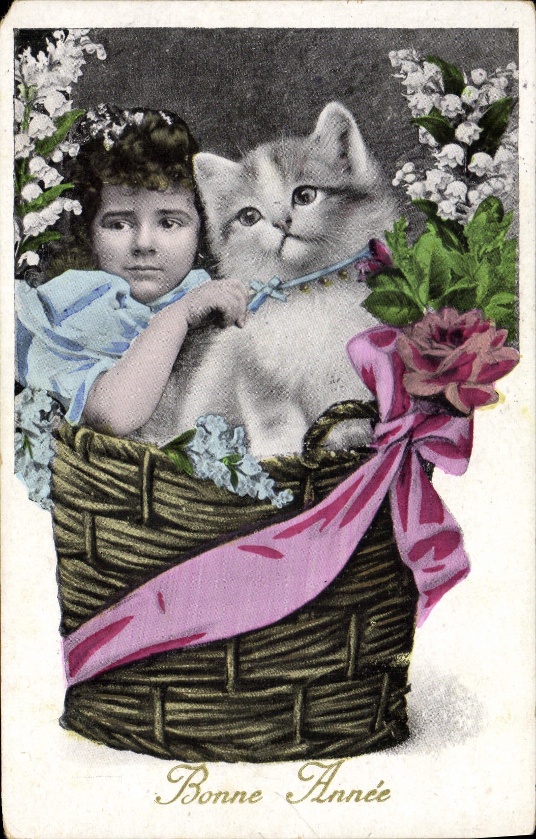 CPA Chat chats Chaton Enfant
